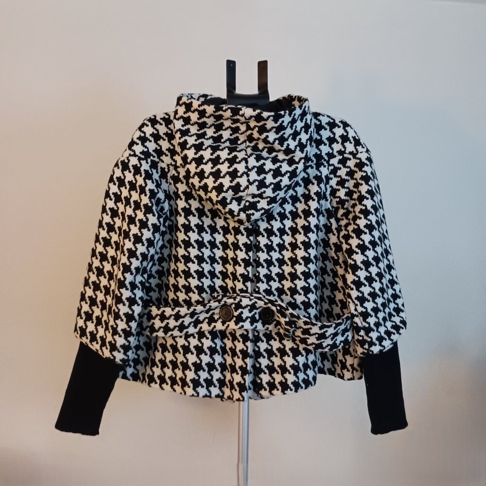 Therapy Houndstooth Swing Jacket Black & White Audrey Hepburn Style Women’s M - Picture 14 of 15